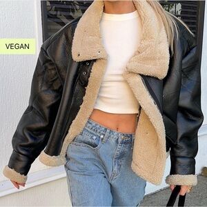 Princess Polly Leather & Sherpa Jacket